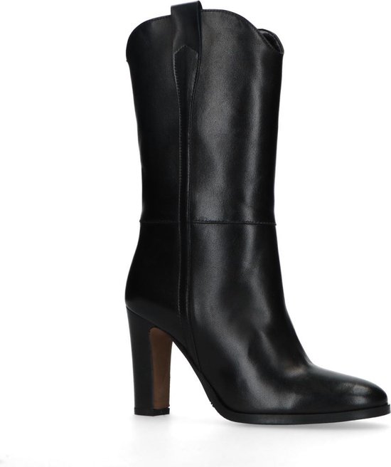 Manfield Dames Zwarte leren enkellaarsjes met hak Maat 40 Manfield Dames Zwarte leren enkellaarsjes met hak Maat 40