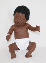 The Doll Factory Babypoppen Afrikaans Jongetje met Haar 52 cm