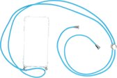 iPhone 7 hoesje met koord - transparant hoesje met koord licht blauw