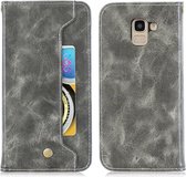 Voor Galaxy J6 koperen gesp nappa textuur horizontale flip lederen tas, met houder & kaartsleuven & portemonnee (grijs)