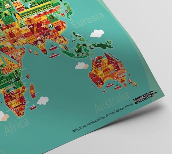 Educatieve poster (Posterpapier) - Topografie wereld onze steden - 70 x 50 cm (B2)