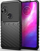 Motorola One Hyper Hoesje Twill Thunder Texture Back Cover Zwart