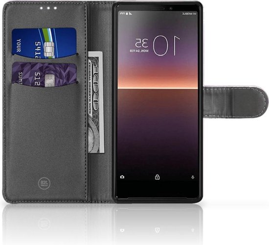 Coque Téléphone Sony Xperia 10 II Housse en Cuir Etui de Protection pour Peinture Rose Pourpre