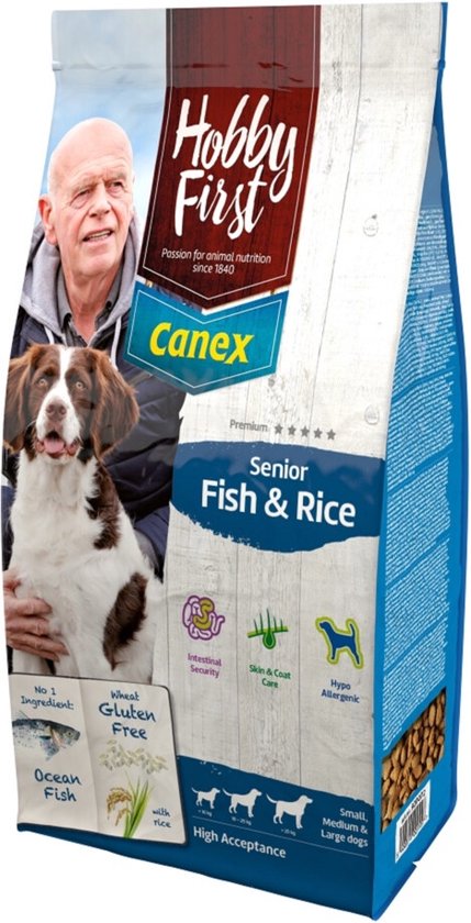Hobby First First Canex Senior - Vis & Rijst - Hondenvoer - 12 kg