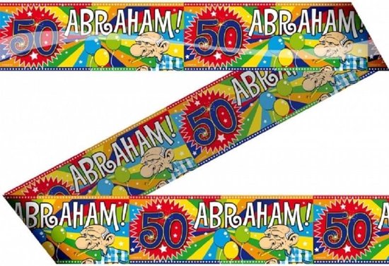 3x stuks Abraham 50 jaar versiering markeerlinten/afzetlinten - Feestartikelen 50 jarige