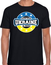 Have fear Ukraine is here t-shirt met sterren embleem in de kleuren van de Oekraiense vlag - zwart - heren - Oekraine supporter / Oekraiens elftal fan shirt / EK / WK / kleding M