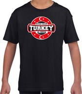 Have fear Turkey is here t-shirt met sterren embleem in de kleuren van de Turkse vlag - zwart - kids - Turkije supporter / Turks elftal fan shirt / EK / WK / kleding 146/152