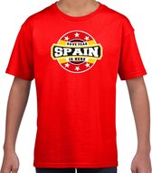 Have fear Spain is here t-shirt met sterren embleem in de kleuren van de Spaanse vlag - rood - kids - Spanje supporter / Spaans elftal fan shirt / EK / WK / kleding 134/140