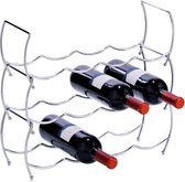 Luxe zilver wijnflessen rek/wijnrek stapelbaar voor 12 flessen 42 x 40 cm - Zeller - Keukenbenodigdheden - Woonaccessoires/decoratie - Wijnflesrekken/wijnflessenrekken/wijnrekken - Rek/houder