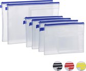sac de rangement relaxdays avec fermeture éclair - 6 pièces - pour documents - housse PVC - A4 A5 - PVC bleu