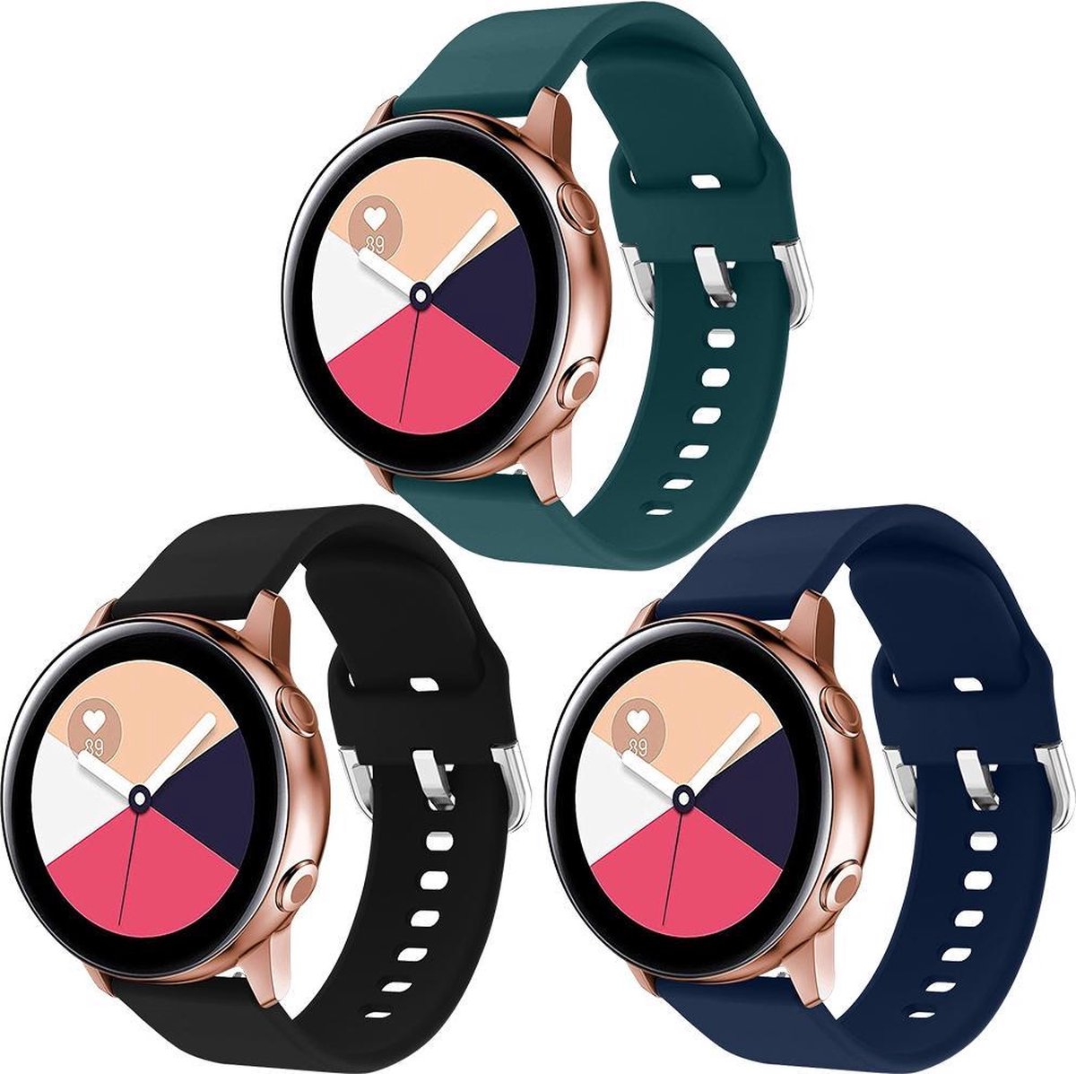 iMoshion Siliconen bandje voor 3-pack Galaxy Watch 40/42mm / Active 2 42/44mm / Watch 3 41mm - iMoshion