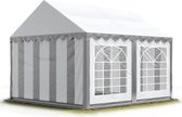 Partytent feesttent 3x3 m tuinpaviljoen -tent ca. 500 g/m² PVC zeil in grijs-wit waterdicht