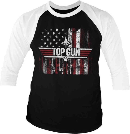 Top Gun Raglan top America Zwart/Wit