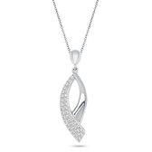 Velini Jewels-P2130W-925 zilver Hanger+Ketting- gerodineerd gezet met Cubic Zirkonia -45+5cm verlengstuk