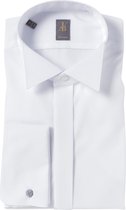 Jacques Britt overhemd - Venezia custom fit - smokinghemd wing kraag - wit - Strijkvriendelijk - Boordmaat: 39