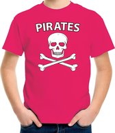 Fout piraten shirt / foute party verkleed shirt roze voor jongens en meisjes - Foute party piraten kostuum kinderen - Verkleedkleding M (134-140)