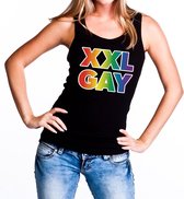Regenboog gay pride / parade XXL Gay zwarte tanktop voor dames - LHBT evenement tanktops kleding XL