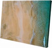 Plage blanche avec mer bleue | 150 x 100 cm | Nature | Peinture | Tissu en toile | Peinture sur toile
