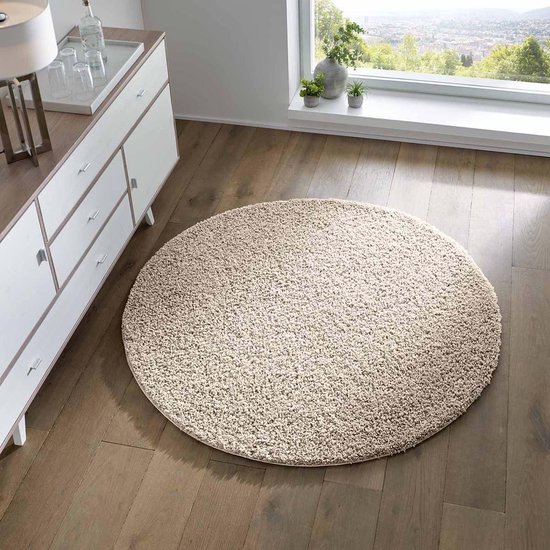 kop Giraffe Dakloos Rond vloerkleed hoogpolig effen Spectrum - crème 120 cm rond | bol.com