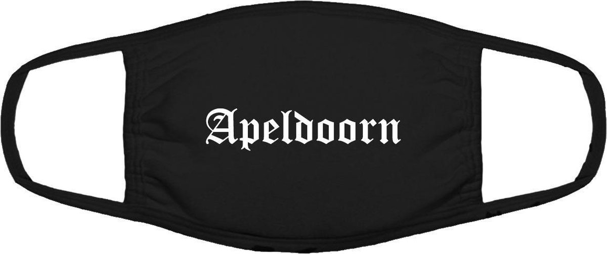 Apeldoorn mondkapje | gezichtsmasker | bescherming | bedrukt | logo | Zwart mondmasker van katoen, uitwasbaar & herbruikbaar. Geschikt voor OV