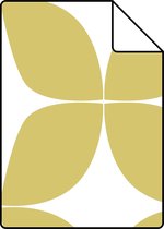 Proefstaal ESTAhome behang grafisch motief okergeel en wit - 139098 - 26,5 x 21 cm