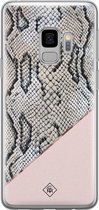 Samsung S9 hoesje siliconen - Snake print | Samsung Galaxy S9 case | Roze | TPU backcover transparant