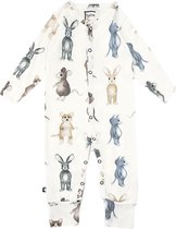 HEBE - romper - lange mouwen - dierenprint - wit - Maat 74/80