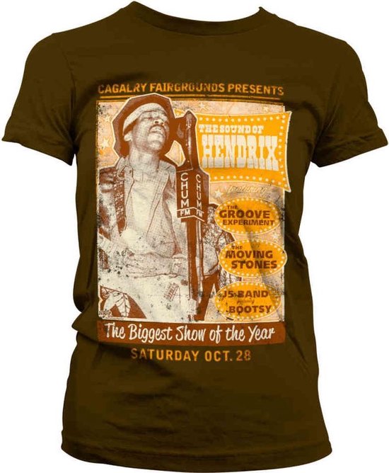 Jimi Hendrix Dames Tshirt -2XL- The Sound Of Hendrix Poster Bruin