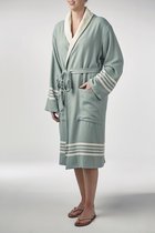 Gevoerde Hamam Badjas Nijl Almond Green - Unisex Maat M (schouderbreedte 47cm - Mouwlengte 60cm) - Hotelkwaliteit - Sjaalkraag - Unisex/Dames/Heren - Hamam Badjas - Luxe Badjas - B