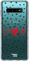 HappyCase Galaxy S10 Flexibel TPU Hoesje Stip Hartjes Print