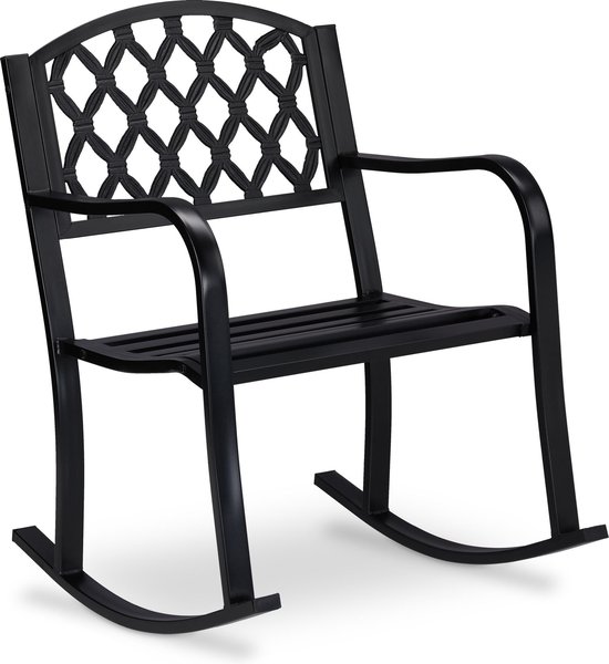 Relaxdays schommelstoel buiten - tuinstoel schommel - gietijzer - tuinzetel  - antiek zwart | bol.com