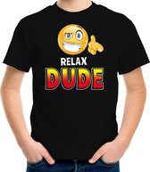 Funny emoticon t-shirt Relax dude zwart voor kids -  Fun / cadeau shirt 158/164