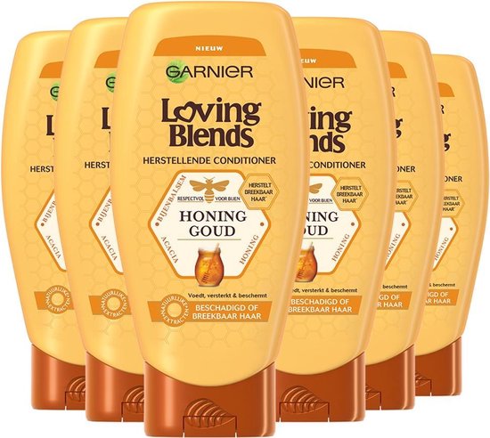 Garnier Loving Blends Conditioner - Honing Goud - Beschadigd of Breekbaar Haar - 6 x 250 ml - Voordeelverpakking