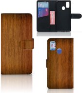 Telefoonhoesje Geschikt voor Samsung Galaxy M21 Book Cover Geschikt voor Samsung M30s Wallet Case Donker Hout
