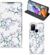 Smart Cover Geschikt voor Samsung Galaxy A21s Telefoonhoesje Blossom White