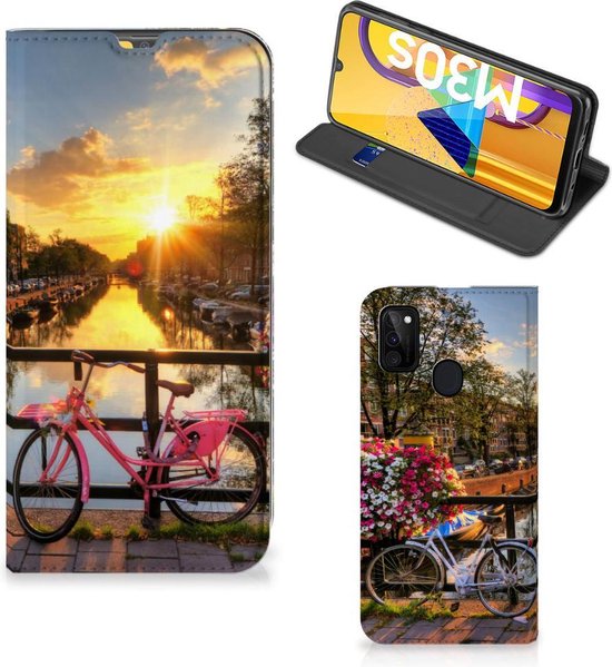 Foto: Telefoon hoesje geschikt voor samsung galaxy m30s geschikt voor samsung m21 bookcase amsterdamse grachten