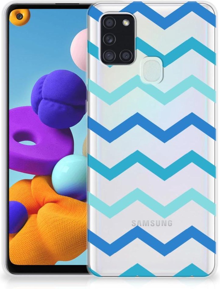 Samsung Galaxy A21s TPU bumper Zigzag Blauw