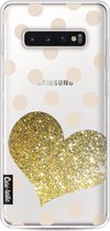 Casetastic Samsung Galaxy S10 Plus Hoesje - Softcover Hoesje met Design - Glitter Heart Print