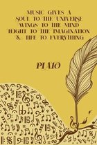 Music Gives A Soul to The Universe Wings to The Mind and Flight to the Imagination & Life to Everything: Sheet music book DIN-A5 with 100 pages of emp