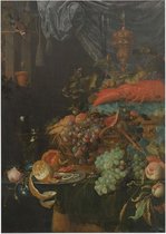 Stilleven met vruchten en een puttertje, Abraham Mignon - Foto op Forex - 60 x 80 cm