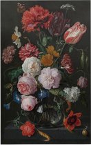 Stilleven met bloemen in een glazen vaas, Jan Davidsz. de Heem - Foto op Forex - 30 x 45 cm