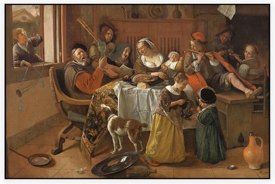 Het vrolijke huisgezin, Jan Havicksz. Steen - Foto op Akoestisch paneel