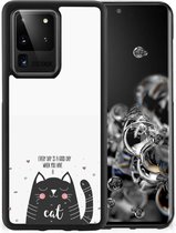 Mobiel TPU Hard Case Geschikt voor Samsung Galaxy S20 Ultra Telefoon Hoesje met Zwarte rand Cat Good Day