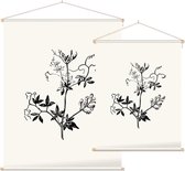 Rankende Helmbloem zwart-wit (Climbing Corydalis) - Foto op Textielposter - 45 x 60 cm