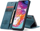 CASEME - Samsung Galaxy A70 Retro Wallet Case - Blauw