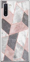 Samsung Note 10 hoesje siliconen - Stone grid marmer | Samsung Galaxy Note 10 case | Roze | TPU backcover transparant