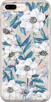 iPhone 8 Plus/7 Plus hoesje siliconen - Bloemen / Floral blauw | Apple iPhone 8 Plus case | TPU backcover transparant
