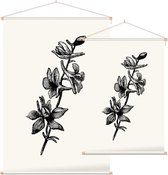 Ridderspoor zwart-wit (Larkspur) - Foto op Textielposter - 90 x 135 cm
