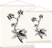 Wateraardbei zwart-wit (Marsh Clinquefoil) - Foto op Textielposter - 45 x 60 cm
