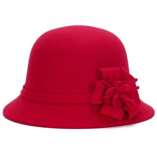 Let op type!! Herfst en winter dames Vintage imitatie wol bloem hoed (rood)  | bol.com